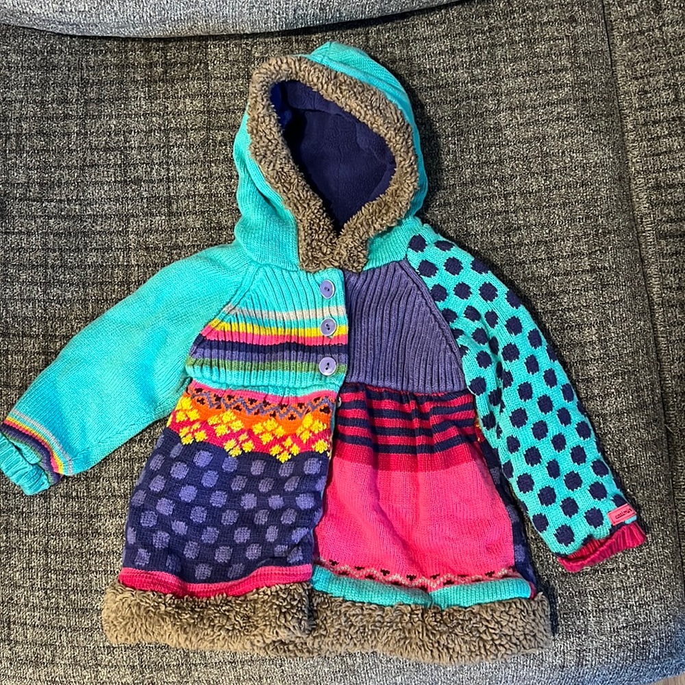 Catimini knit fleece jacket colorful 12 months